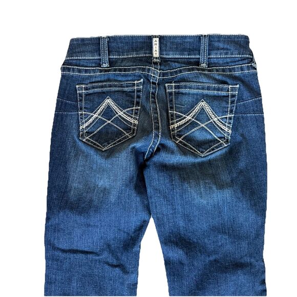 ARIAT REAL Denim Mid Rise Straight SZ 29 Regular Raw Hem Ocean Icon Womens - Picture 5 of 12